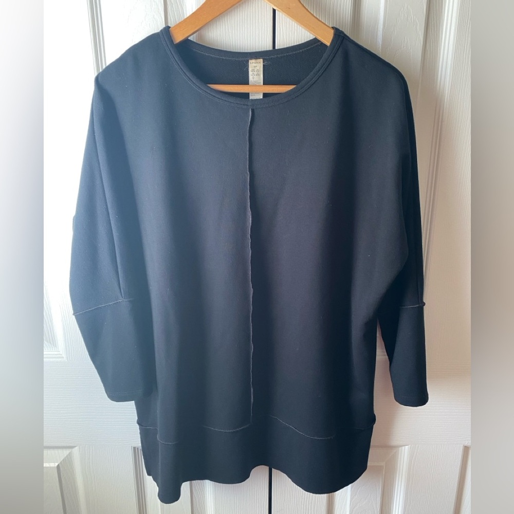 SPANX Black Perfect Length Dolman 3/4 Sleeve Oversized Top SZ S